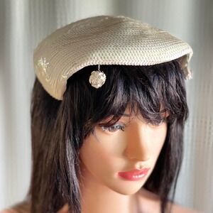 Vintage 50s Exclusively Doreé Sequin Hat Pillbox‎ Cocktail Party Church Wedding